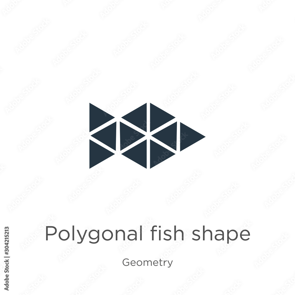 Poster polygonal fish shape of small triangles icon vector. trendy flat polygonal fish shape of small trian