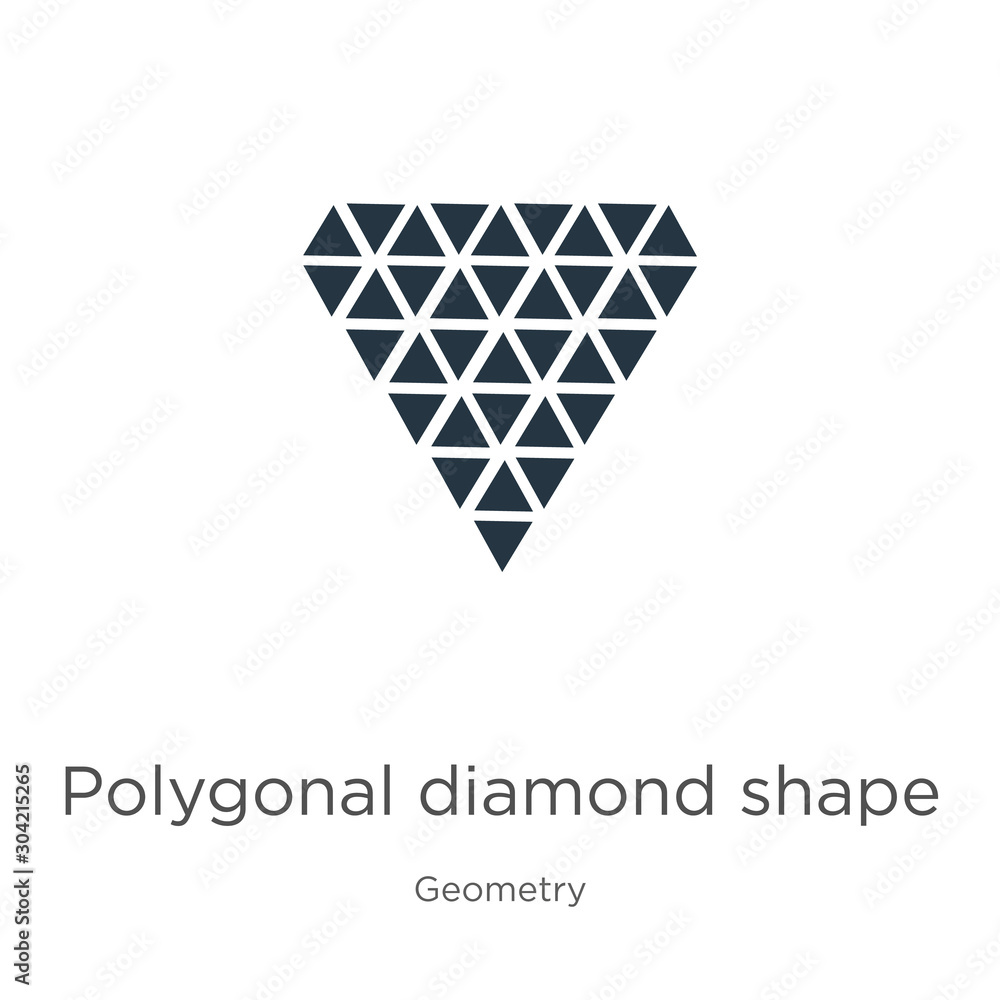 Poster polygonal diamond shape of small triangles icon vector. trendy flat polygonal diamond shape of small