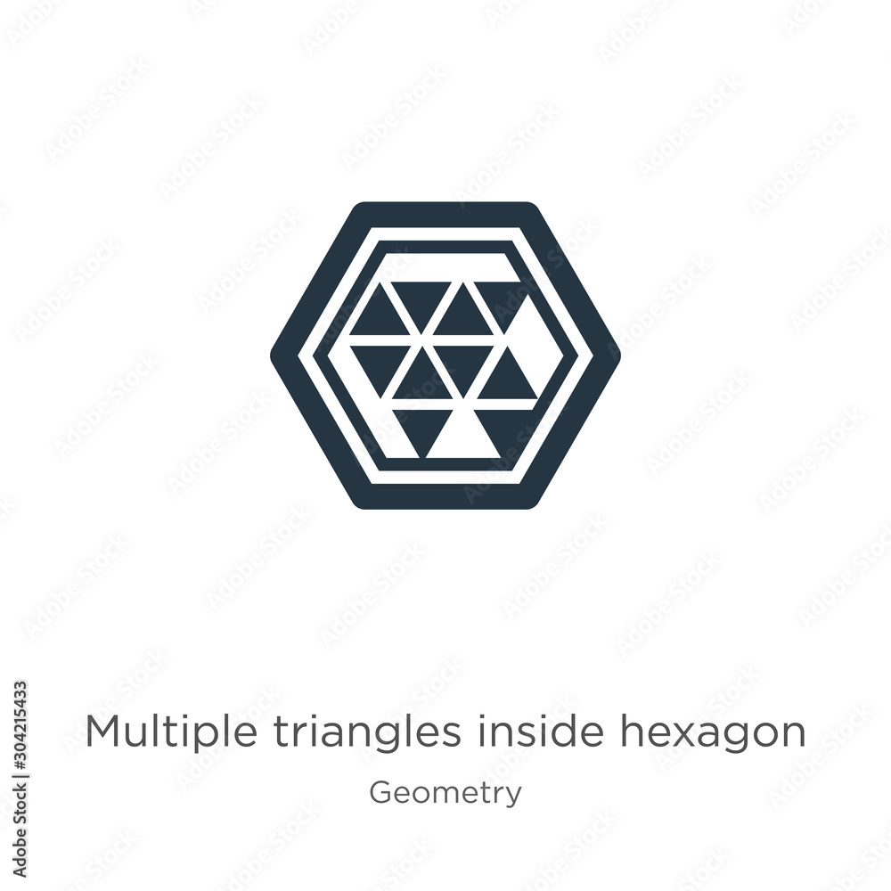 Poster multiple triangles inside hexagon icon vector. trendy flat multiple triangles inside hexagon icon fr