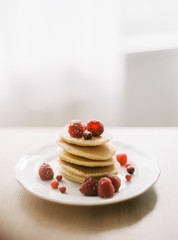 Breakfast pancakes with  raspberry