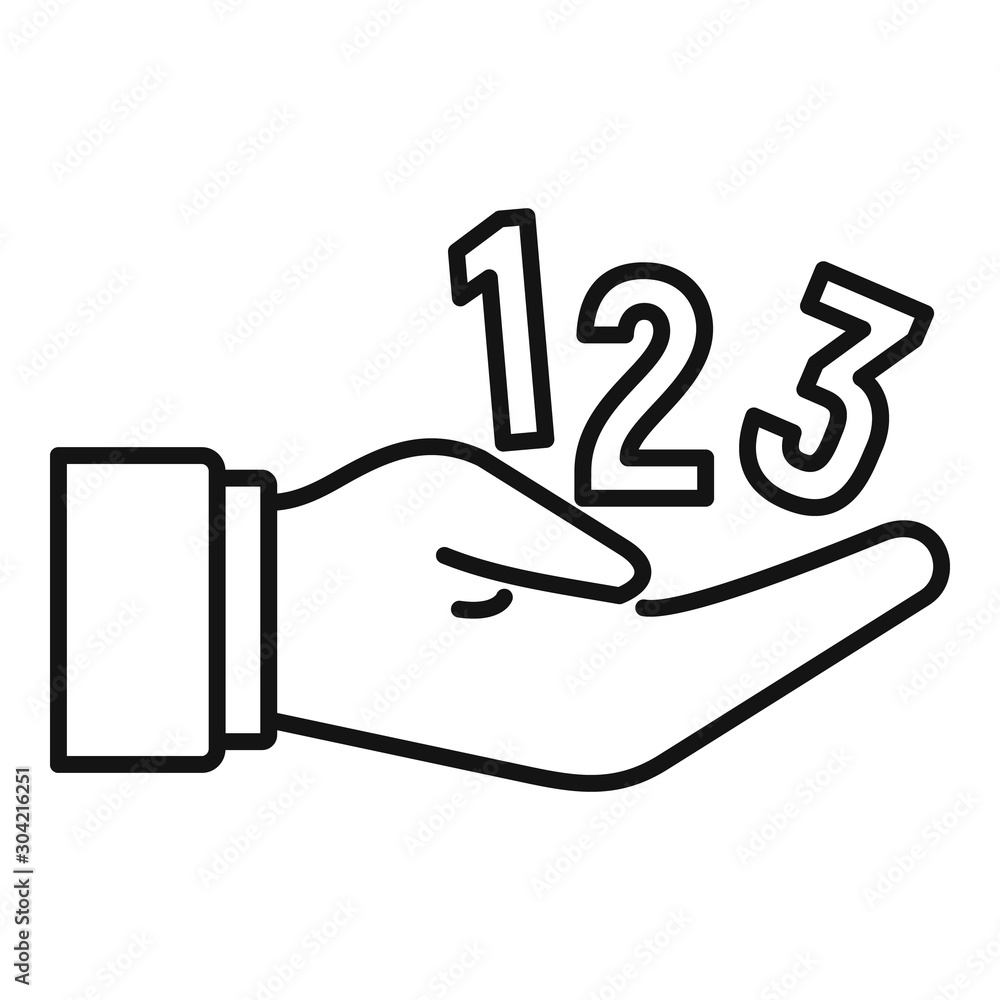 Poster numbers hand icon. outline numbers hand vector icon for web design isolated on white background