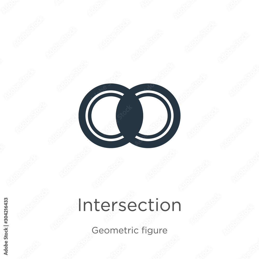 Poster intersection icon vector. trendy flat intersection icon from geometric figure collection isolated on