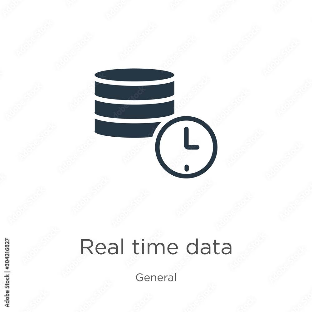 Aufkleber real time data icon vector. trendy flat real time data icon from general collection isolated on whit