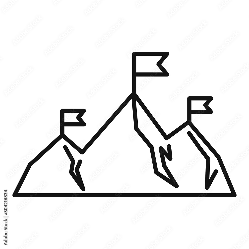 Poster mountains target icon. outline mountains target vector icon for web design isolated on white backgro