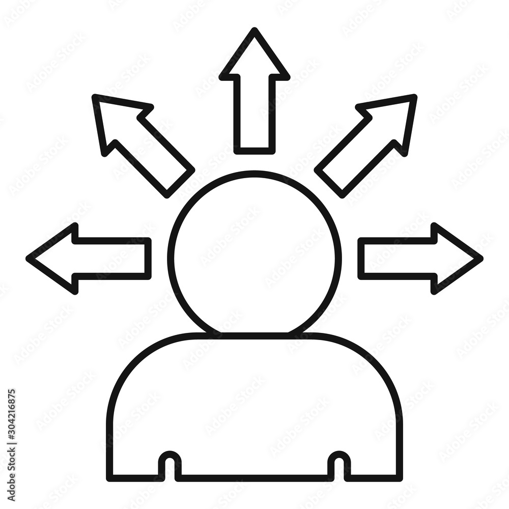 Aufkleber man business decision icon. outline man business decision vector icon for web design isolated on whi
