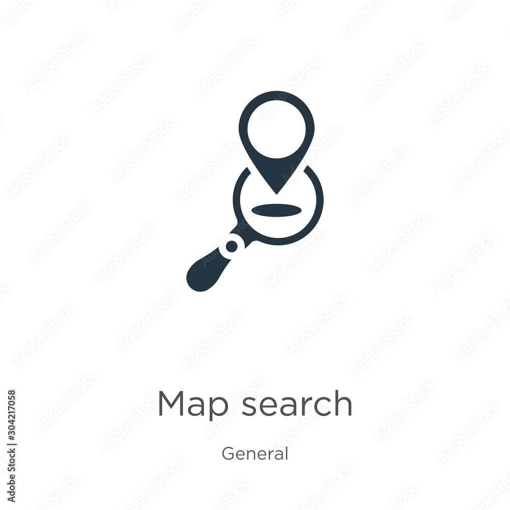 Poster map search icon vector. trendy flat map search icon from general collection isolated on white backgr