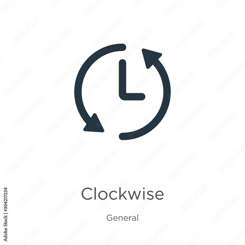 Poster clockwise icon vector. trendy flat clockwise icon from general collection isolated on white backgrou
