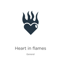Heart in flames icon vector. Trendy flat heart in flames icon from general collection isolated on white background. Vector illustration can be used for web and mobile graphic design, logo, eps10