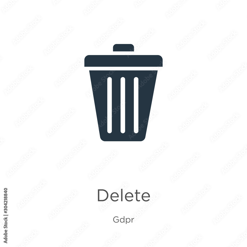 Poster delete icon vector. trendy flat delete icon from gdpr collection isolated on white background. vecto