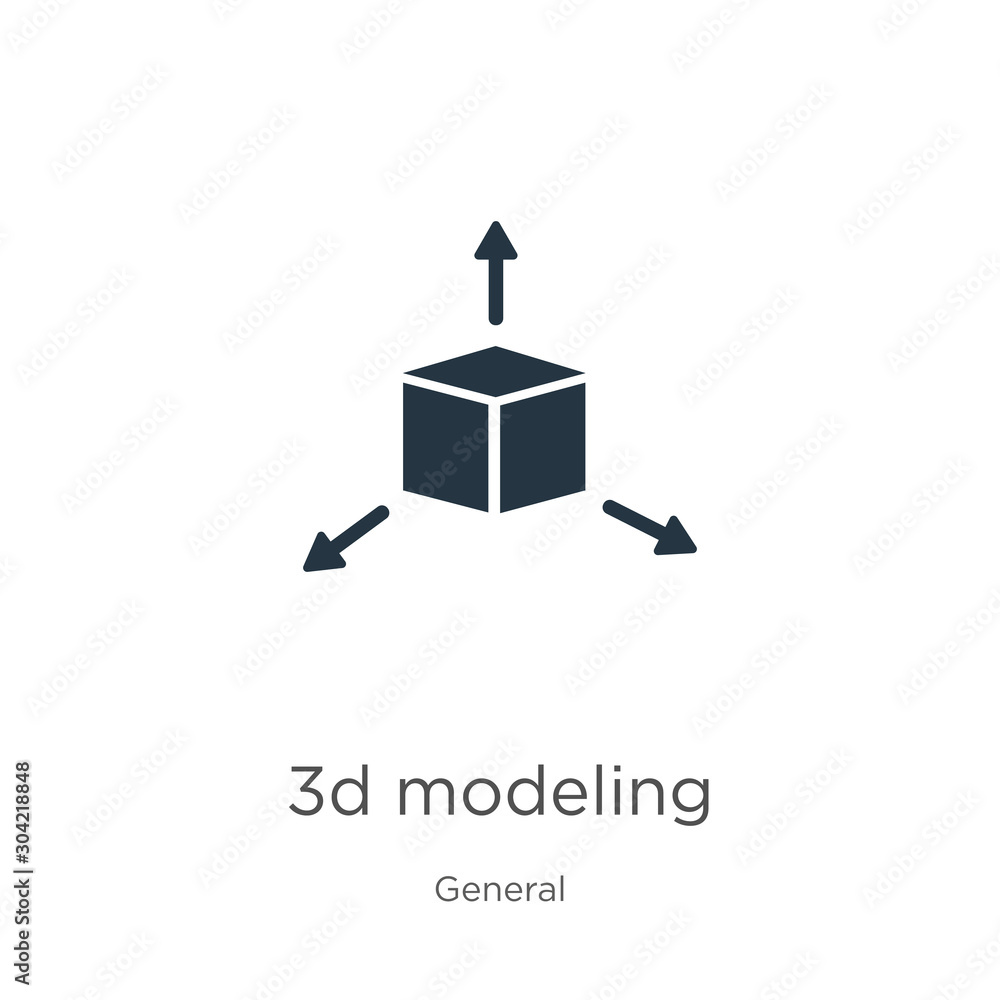 Aufkleber 3d modeling icon vector. trendy flat 3d modeling icon from general collection isolated on white back