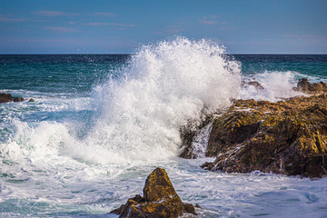 Waves crashing on the rocks