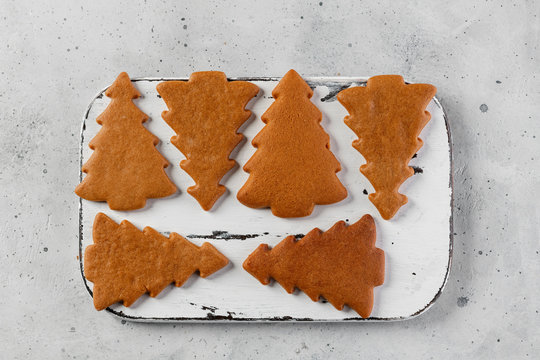 Gingerbread christmas tree on a wooden board