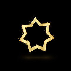 Obraz premium Gold glitter gold snowflakes. Luxury christmas design element with golden glitter snowflakes, golden dust and sparkles. Golden snowflake vector illustration.Ideal for christmas greeting card or app
