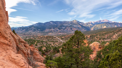 Garden of the Gods panoramic view of the rockies