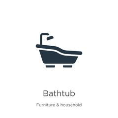 Bathtub icon vector. Trendy flat bathtub icon from furniture collection isolated on white background. Vector illustration can be used for web and mobile graphic design, logo, eps10