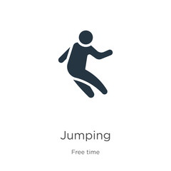 Jumping icon vector. Trendy flat jumping icon from free time collection isolated on white background. Vector illustration can be used for web and mobile graphic design, logo, eps10