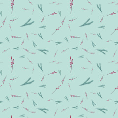 Cute gouache winter seamless pattern. 2020 new year