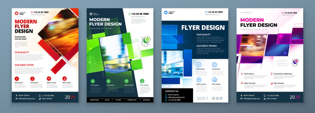 Flyer Template Layout Design. Corporate Business Flyer, Report, Catalog, Magazine Mockup. Creative modern bright concept with square shapes