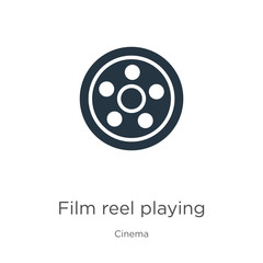 Film reel playing icon vector. Trendy flat film reel playing icon from cinema collection isolated on white background. Vector illustration can be used for web and mobile graphic design, logo, eps10