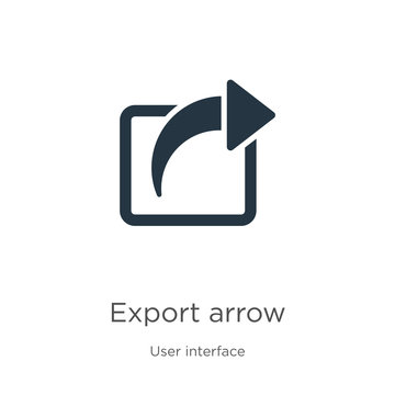 Export arrow icon vector. Trendy flat export arrow icon from user interface collection isolated on white background. Vector illustration can be used for web and mobile graphic design, logo, eps10