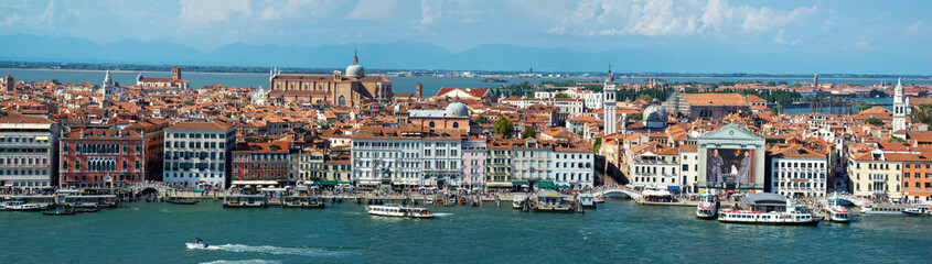 Fototapeta na wymiar Italy / Venice - August 10, 2017. Top view of the panorama of Venice