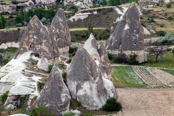 soft volcanic rock Cappadocia landscape, Turkey