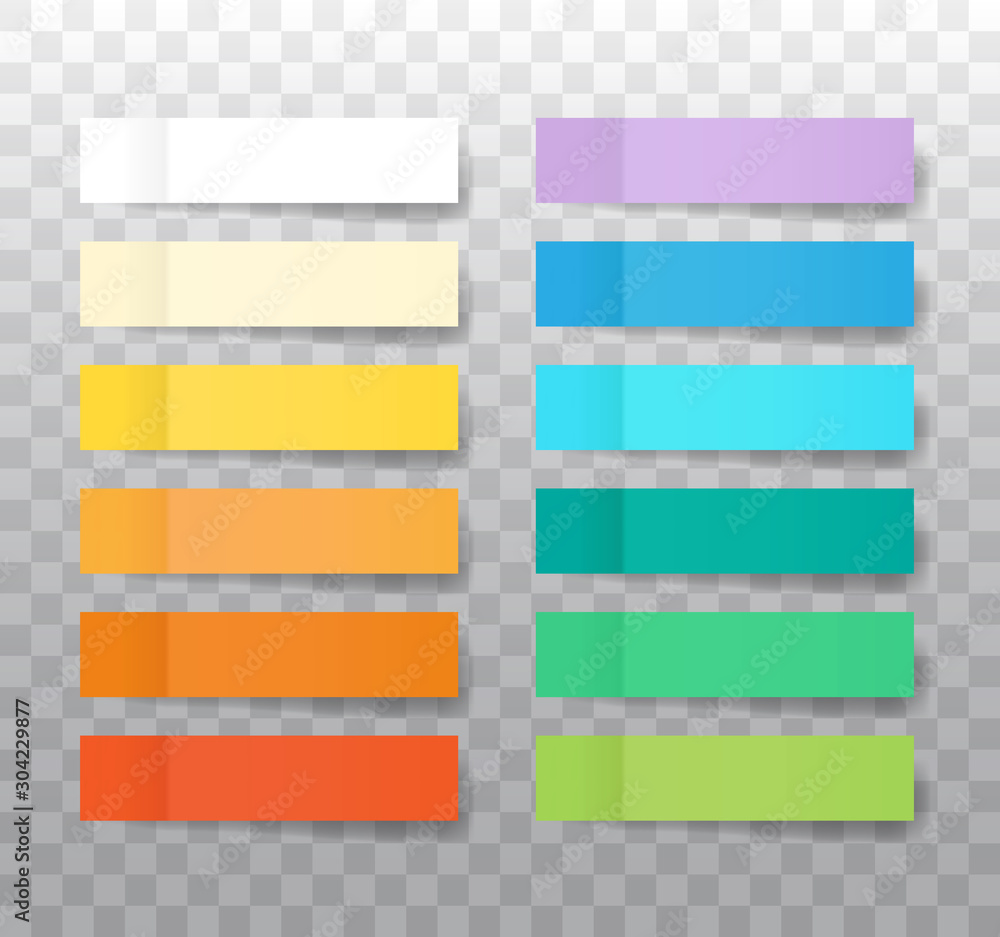 Aufkleber post note stickers mock up isolated on transparent background. set of realistic color paper bookmark