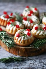 Holiday Christmas Cupcakes. Elegant sweets for Christmas. Selective focus. Macro.