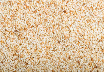 Texture of sesame seeds, top view.