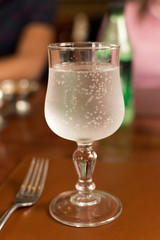 cold mineral water, served by the glass, unedited real photo