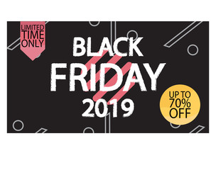 Banner template for sale on black Friday in the dark version. Vector illustration of banner for holiday sale with special offers with bright design. Information about fall in the price of the coupons.