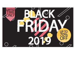 Banner template for sale on black Friday in the dark version. Vector illustration of banner for holiday sale with special offers with bright design. Information about fall in the price of the coupons.