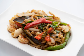 Seafood Thai Drunken Udon (Noodle)