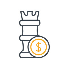 chess tower with coin money dollar