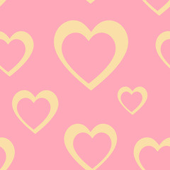 Pink double heart design element seamless pattern. Pink background textile texture.