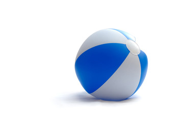 Blue toy striped ball, isolated on white