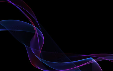 Dark abstract background with a glowing abstract waves