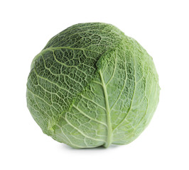 Fototapeta premium Fresh ripe savoy cabbage isolated on white