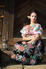Obraz na płótnie Canvas Slovak folklore. Slovak woman.