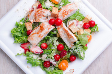  Chicken salad with mix vegetables and fruits