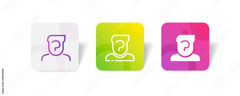 Poster crime suspect person outline and solid icon in smooth gradient background button