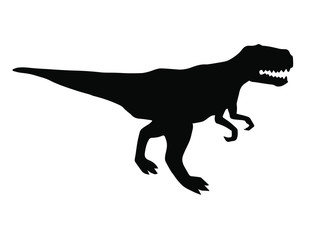 Vector black tyrannosaur rex dinosaur silhouette isolated on white background
