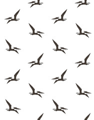 Vector seamless pattern of hand drawn sketch flying pterodactyl dinosaur isolated on white background © Sweta