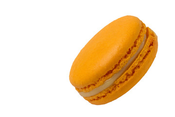 Colorful yellow, macaroons isolated on white background.