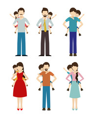 Fototapeta premium Set of fathers and mothers with sons vector design