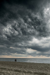 Fototapeta na wymiar Baltic Sea beach near Gdynia, Poland during stormy summer evening 