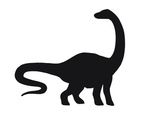 Vector black diplodocus brachiosaurus dinosaur silhouette isolated on white background