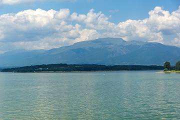 Obraz premium Landscape from dam of Koprinka Reservoir, Bulgaria