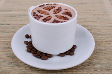 cup of coffee in milk, made with coffee colombia