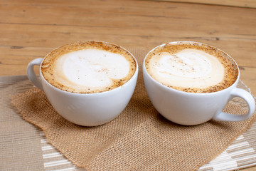 cup of latte coffee, made in Colombia